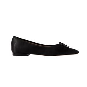Porte & Paire Bow Embellished Black Satin Ballet Flats Size 38.5 EU / 8.5 US